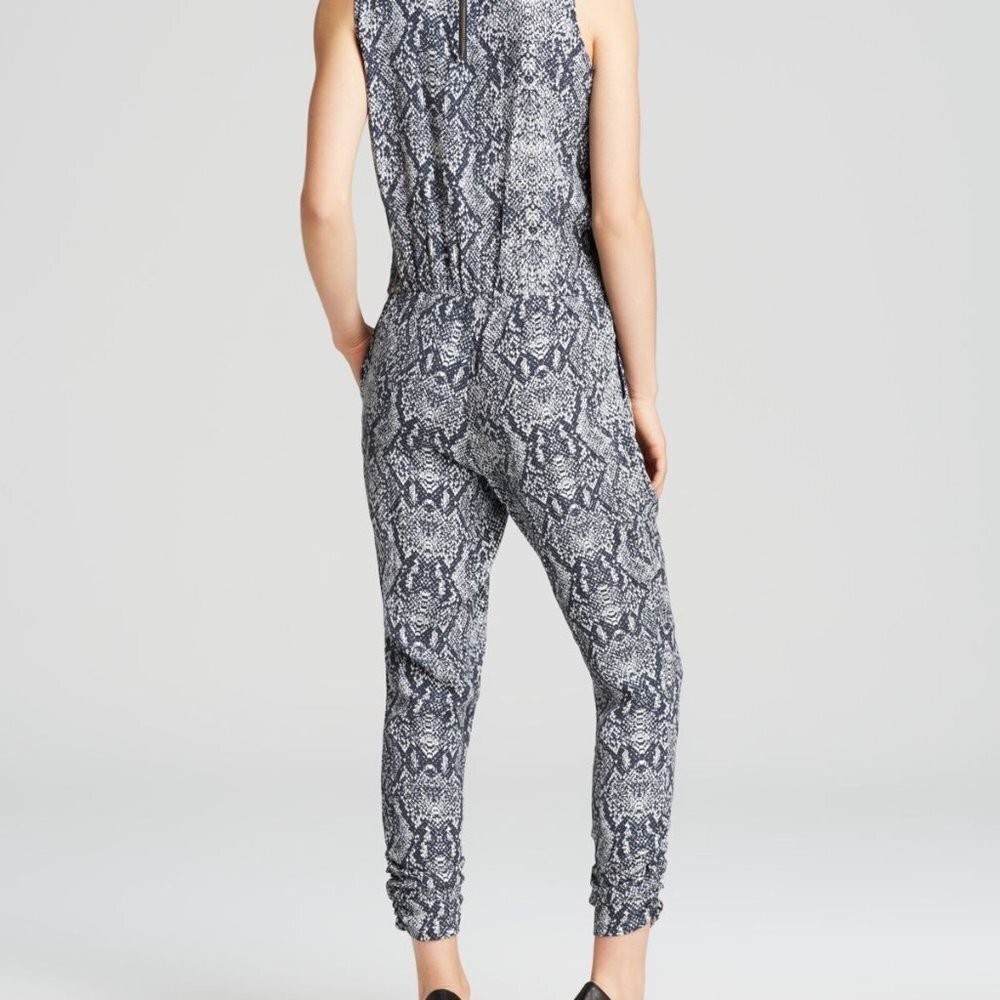 Michael Stars Women's Black & White Snakeskin Python Sleeveless Jumpsuit Small